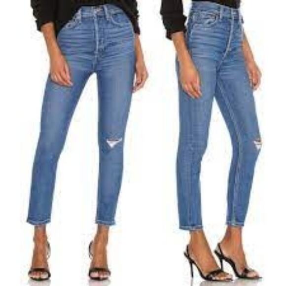 RE/DONE Cropped Faded High-Rise Slim-Leg Jeans Size 29 New with Tags - Picture 1 of 11